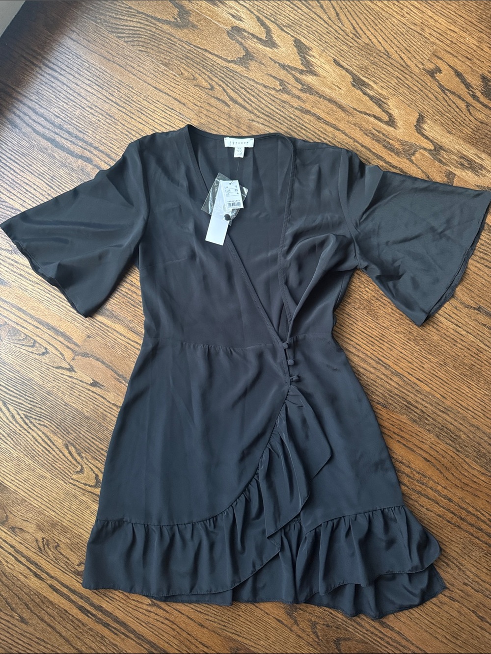 TopShop Black Ruffle Wrap Mini Dress
